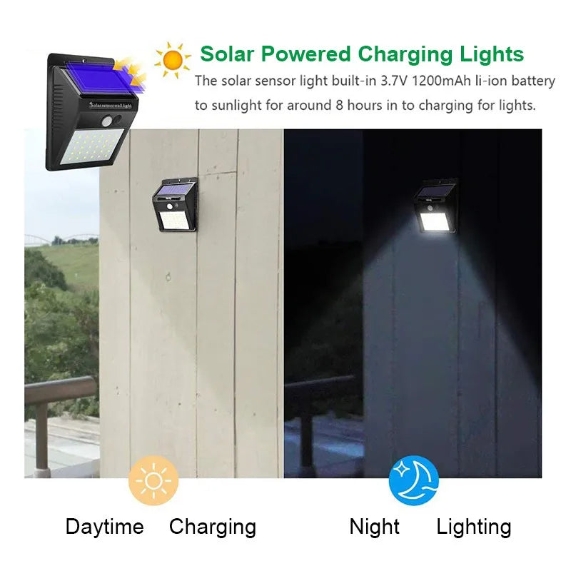 Solar Motion Sensor Outdoor Wall Light – 100 LED